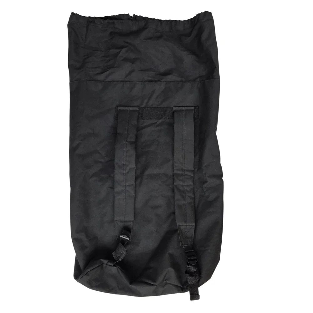 Black Canvas Tactical Duffel Bag Backpack Straps Drawstring Large Utility Bag
